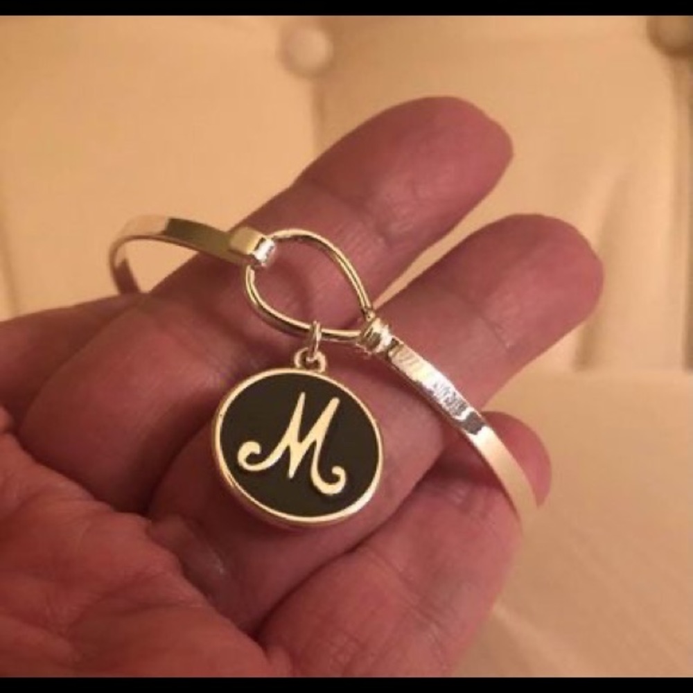 Monogrammed Bangle Bracelet with M charm